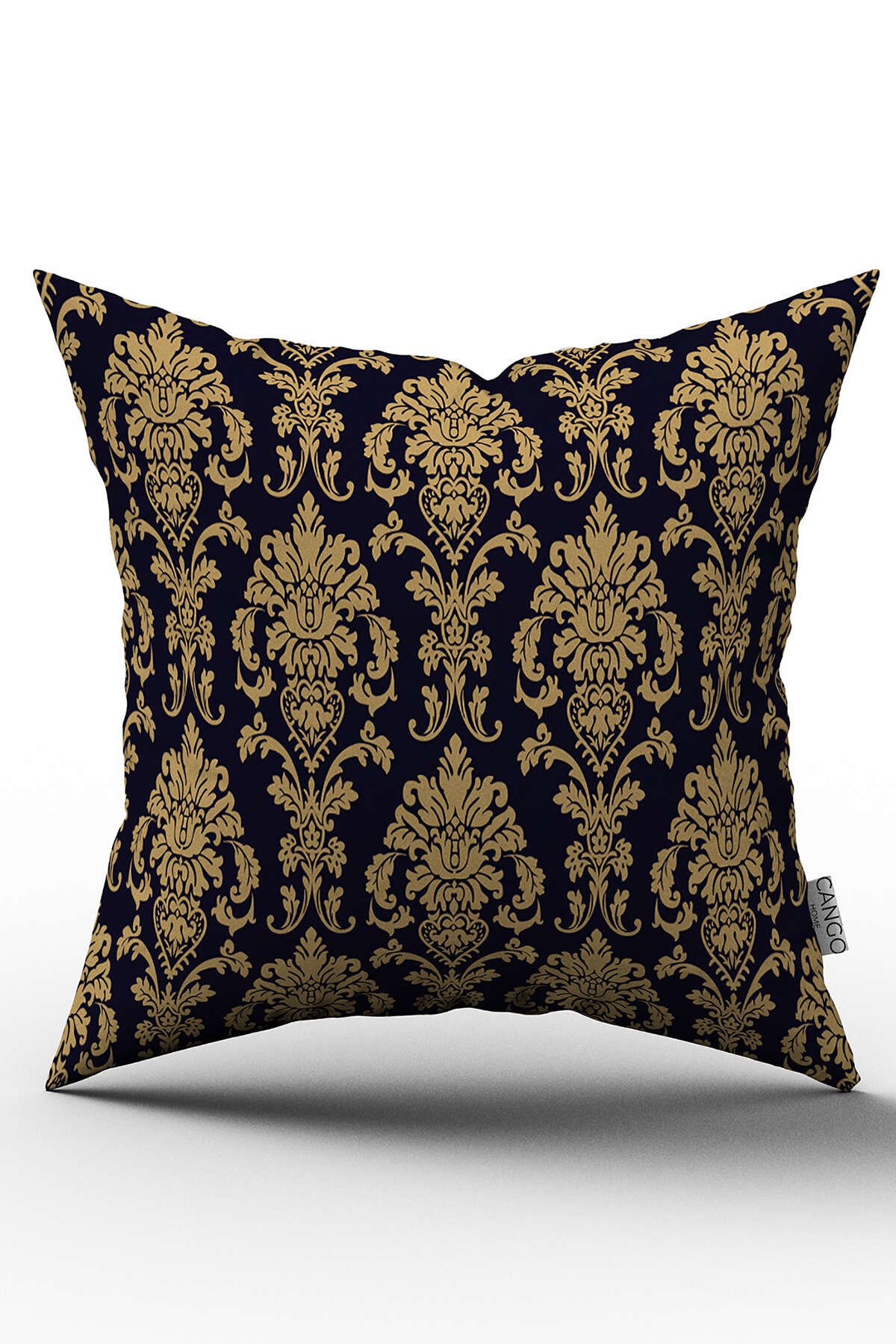 Siyah Sarı Damask Desenli Dijital Baskılı Kırlent Kılıfı  - OTYK005