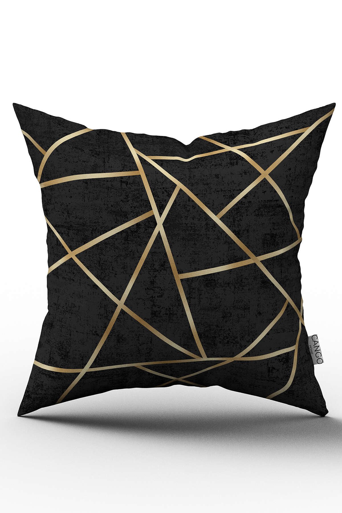Siyah Sarı Geometrik Dekoratif Modern Desenli Çift Taraflı Dijital Baskılı Kırlent Kılıfı - YLMS92