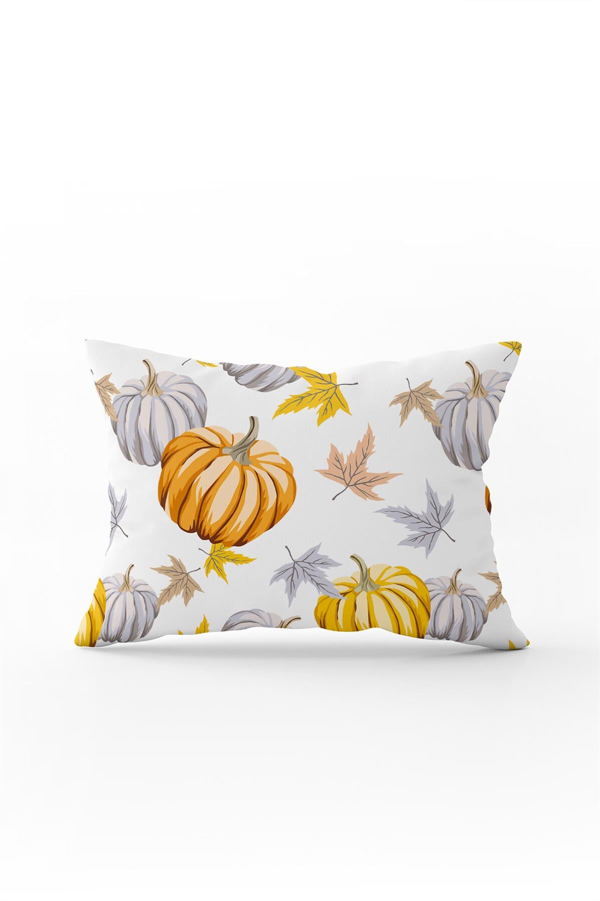 Turuncu Halloween Balkabağı Desenli Dijital Baskılı Kırlent Kılıfı CGH765-3550 Çift Tarafı Baskılı
