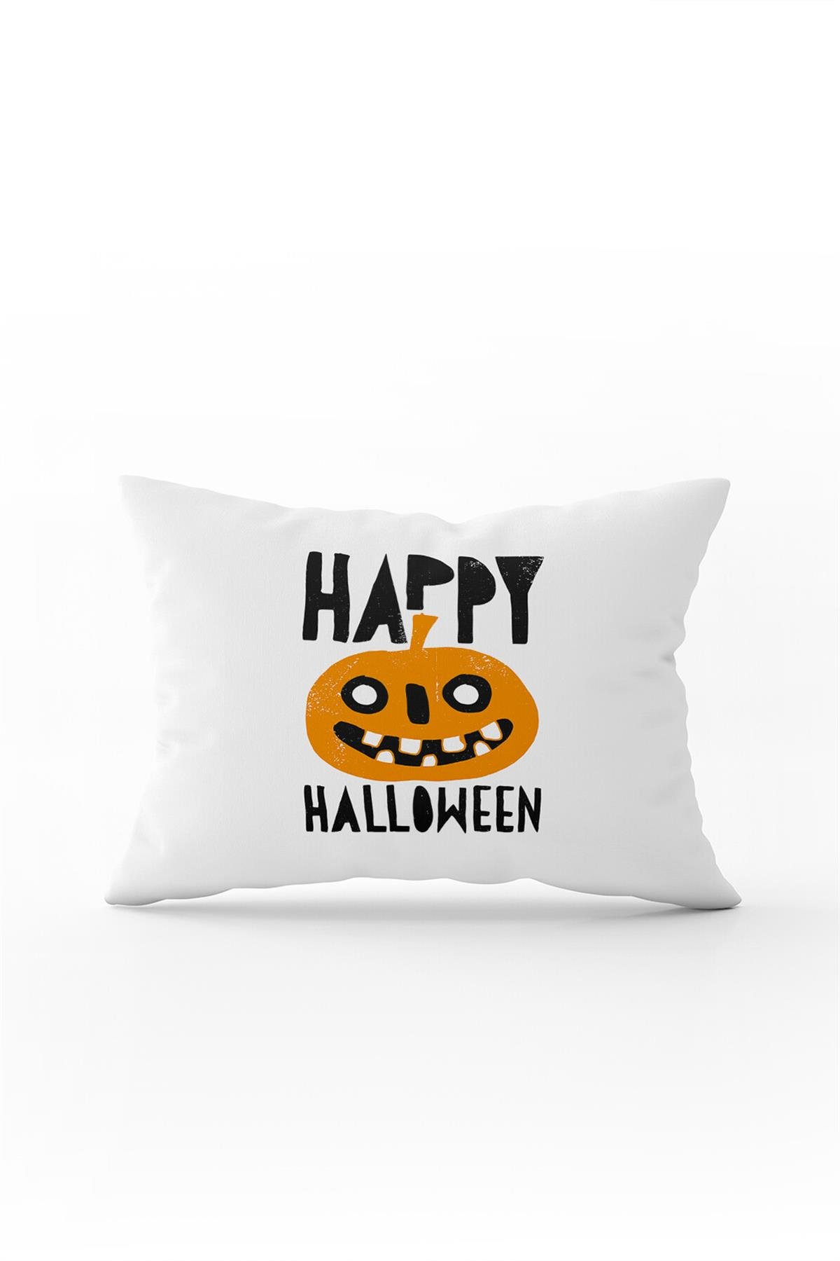 Turuncu Halloween Balkabağı Desenli Dijital Baskılı Kırlent Kılıfı CGH764-3550 Çift Tarafı Baskılı