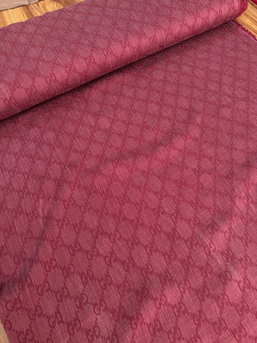Bordo Gucci Desen Jakarlı İpek Kupra Kumaş