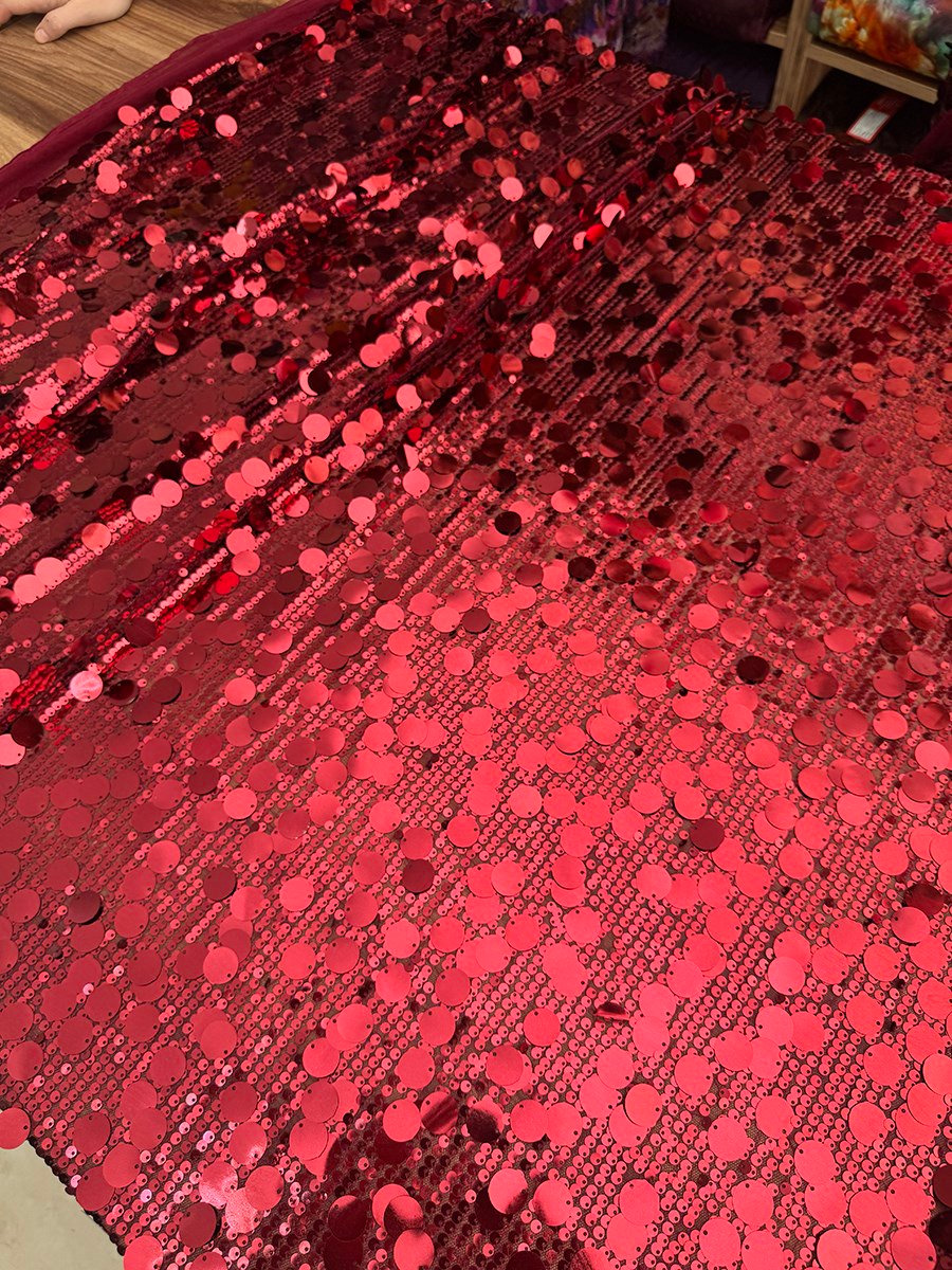 Bordo Para Pullu Kumaş