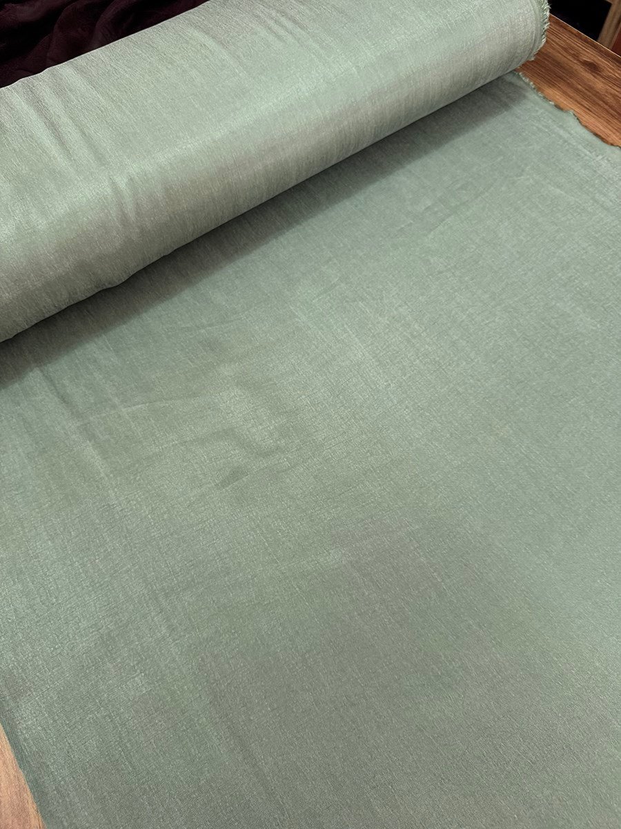 Nil Yeşili Rengi Düz İpek Kupra Kumaş