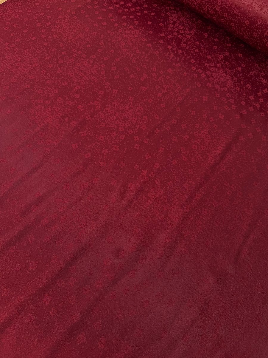 Zeymra - Bordo Minik Çiçek Desenli Kupi Jakar Kumaş