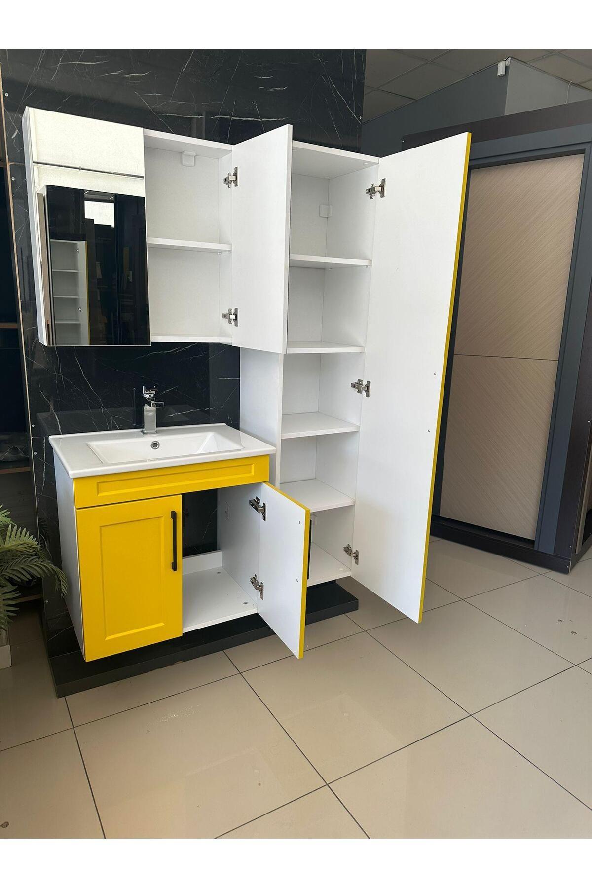 65 cm LAKE BANYO DOLABI AYNALI VE BOY DOLAPLI CNC İŞLEMELİ