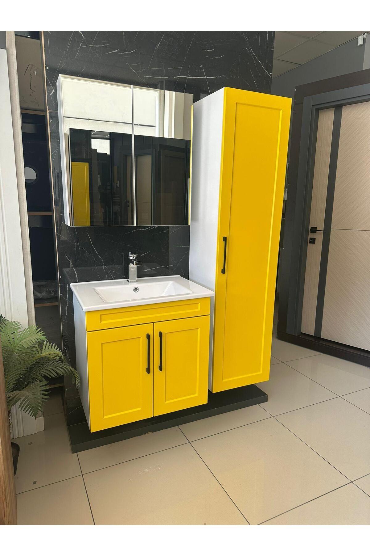 65 cm LAKE BANYO DOLABI AYNALI VE BOY DOLAPLI CNC İŞLEMELİ