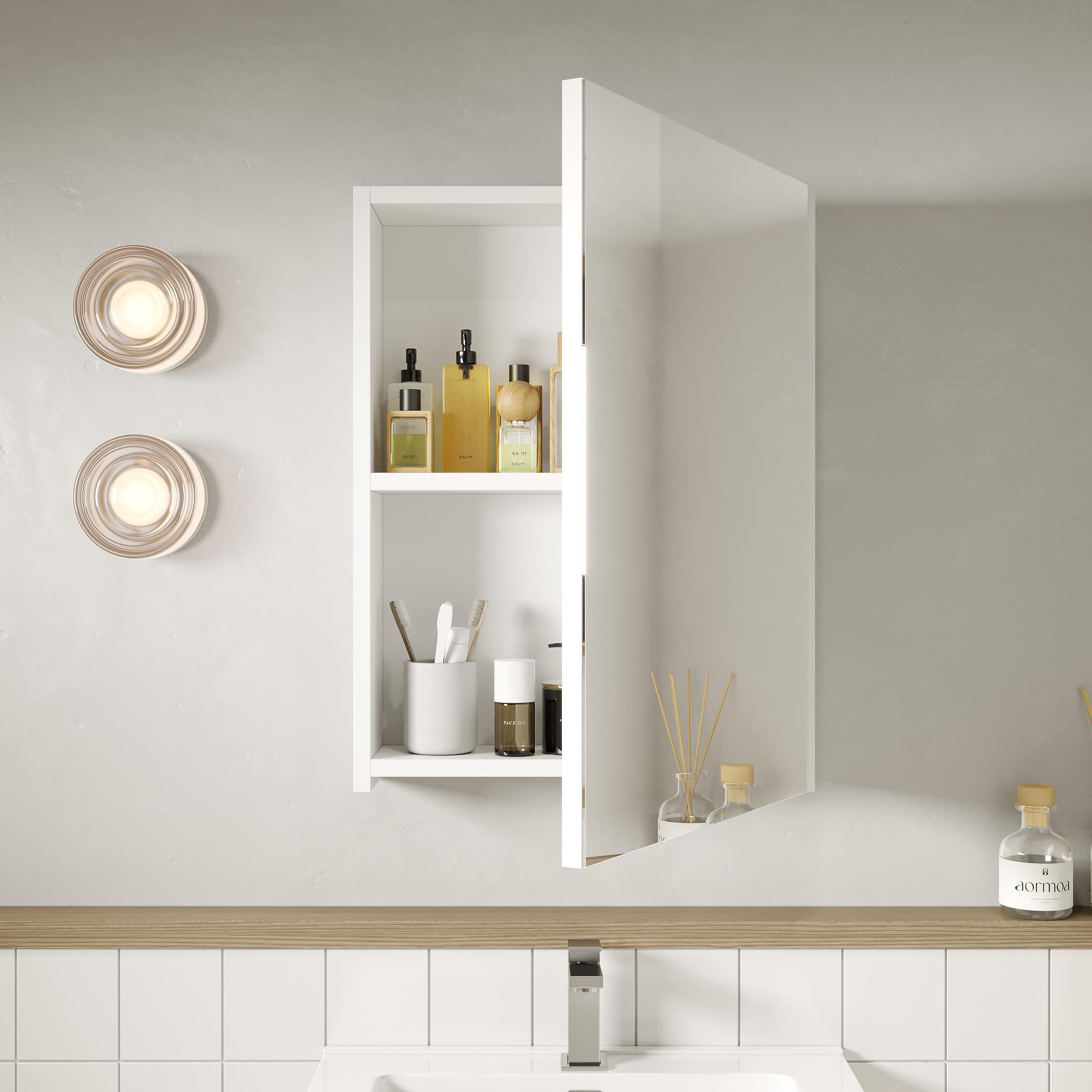 Banyo Dolabı, Ayna Ve Lavabo Seti, 55 Cm, Soft Su Yeşili