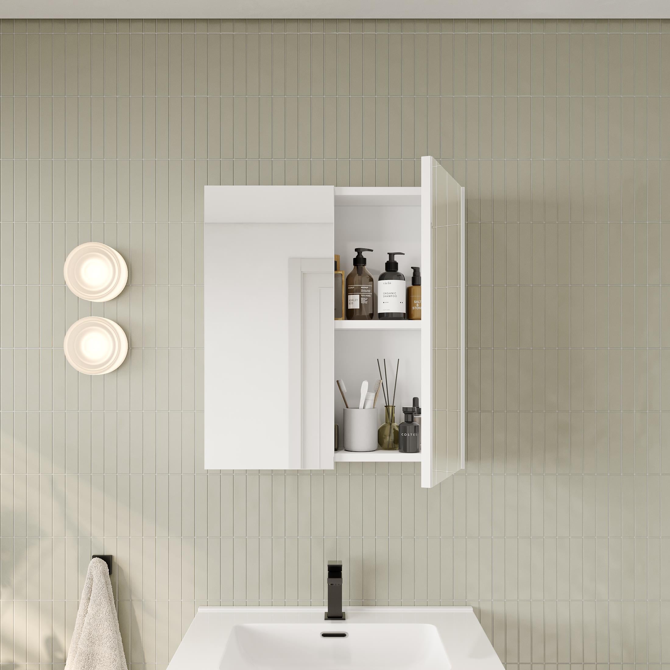 Banyo Dolabı, Ayna Ve Lavabo Seti, 65 Cm, Beyaz