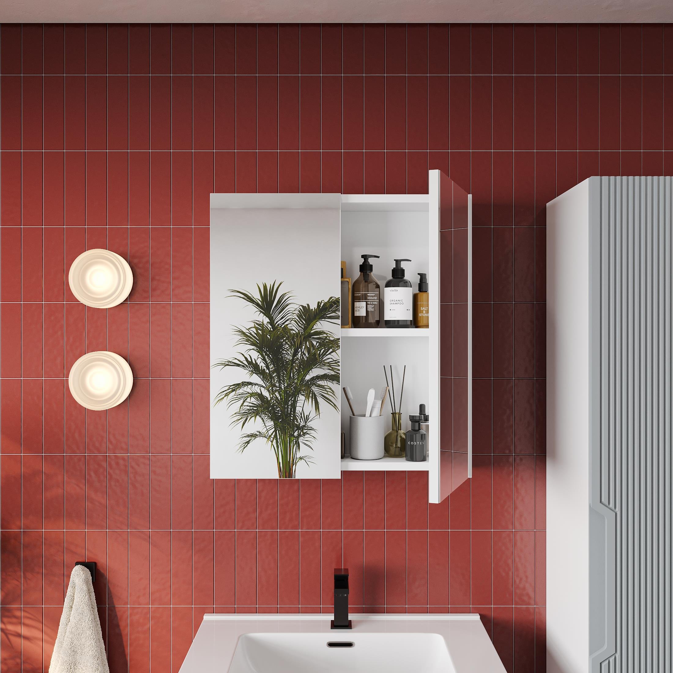 Banyo Dolabı, Ayna Ve Lavabo Seti, Boy Dolaplı 65 Cm, İnci Gri