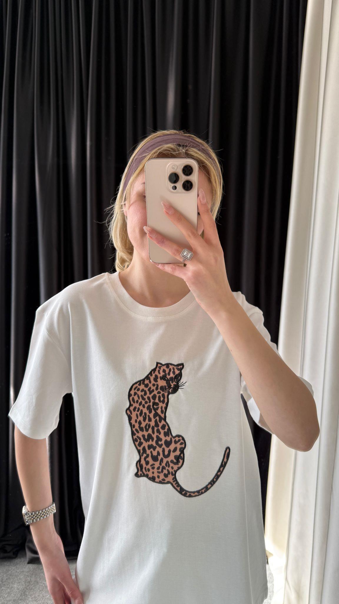 LEOPAR BASKILI T-SHIRT