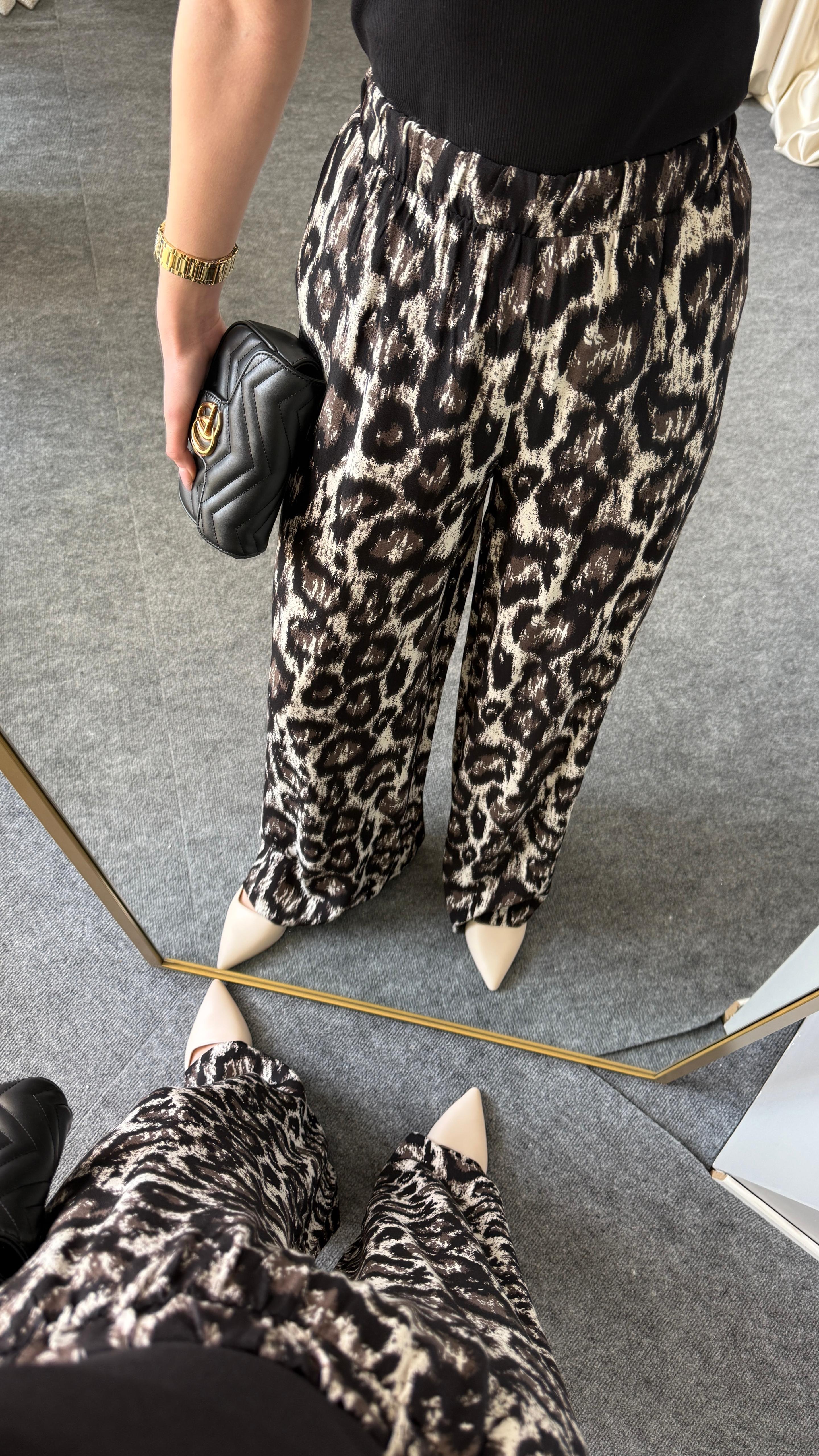 LEOPAR BEL LASTİKLİ PANTOLON