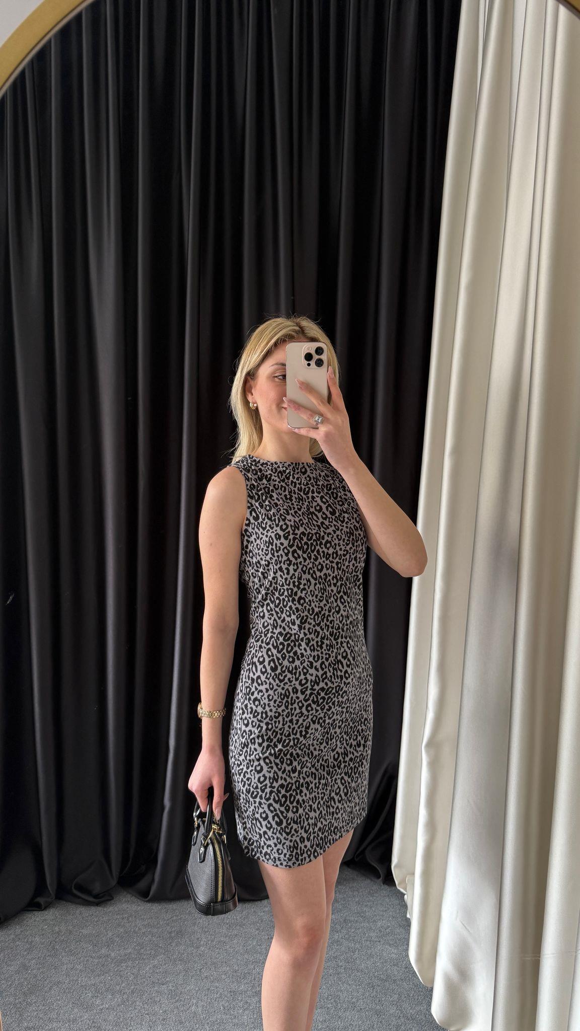 LEOPAR GRİ ELBİSE