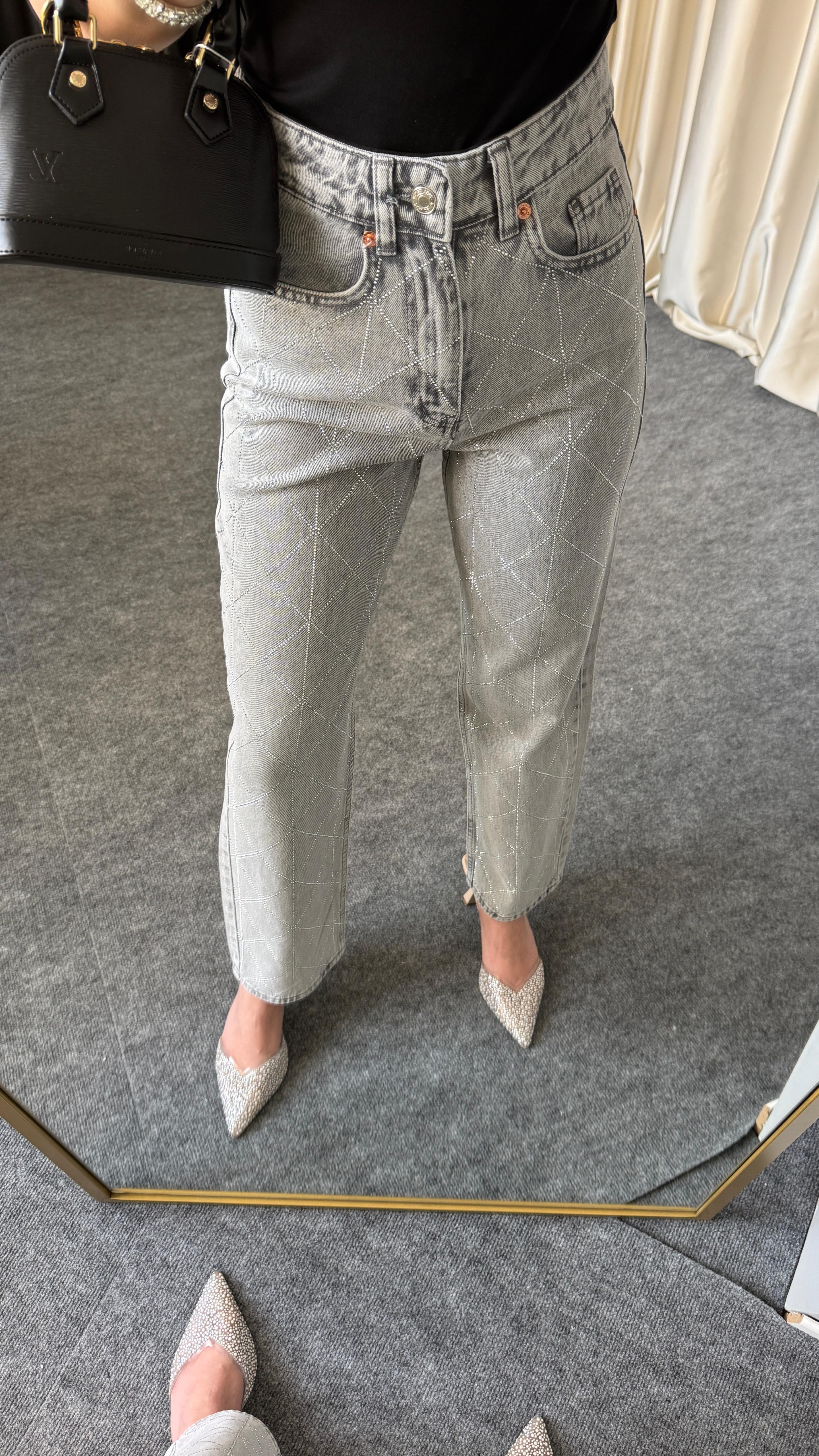 STRAIGHT GRİ TAŞLI JEAN
