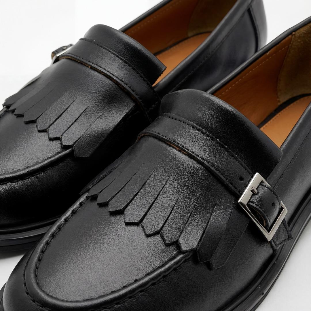 Julia Hakiki Deri Kadın Loafer Siyah