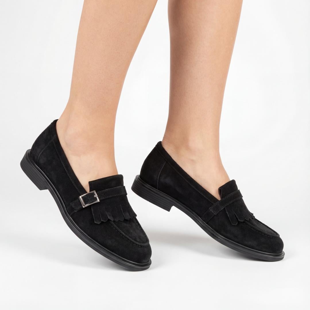 Julia Hakiki Deri Kadın Loafer Siyah