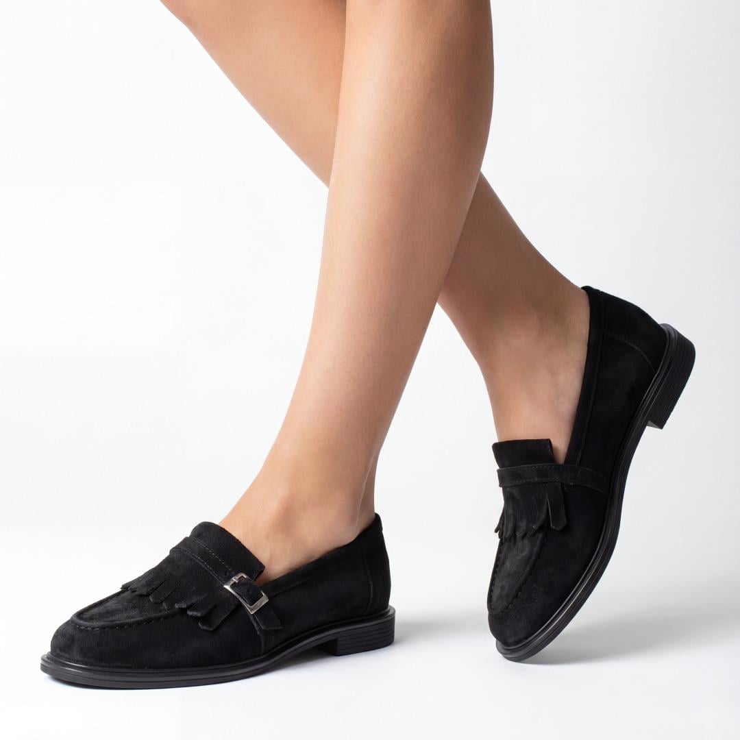 Julia Hakiki Deri Kadın Loafer Siyah