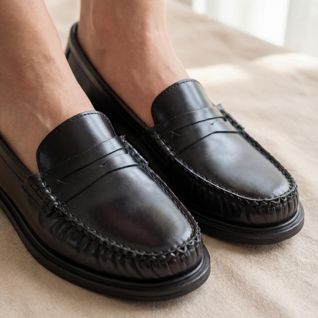 Rosaline Hakiki Deri Kadın Loafer Siyah