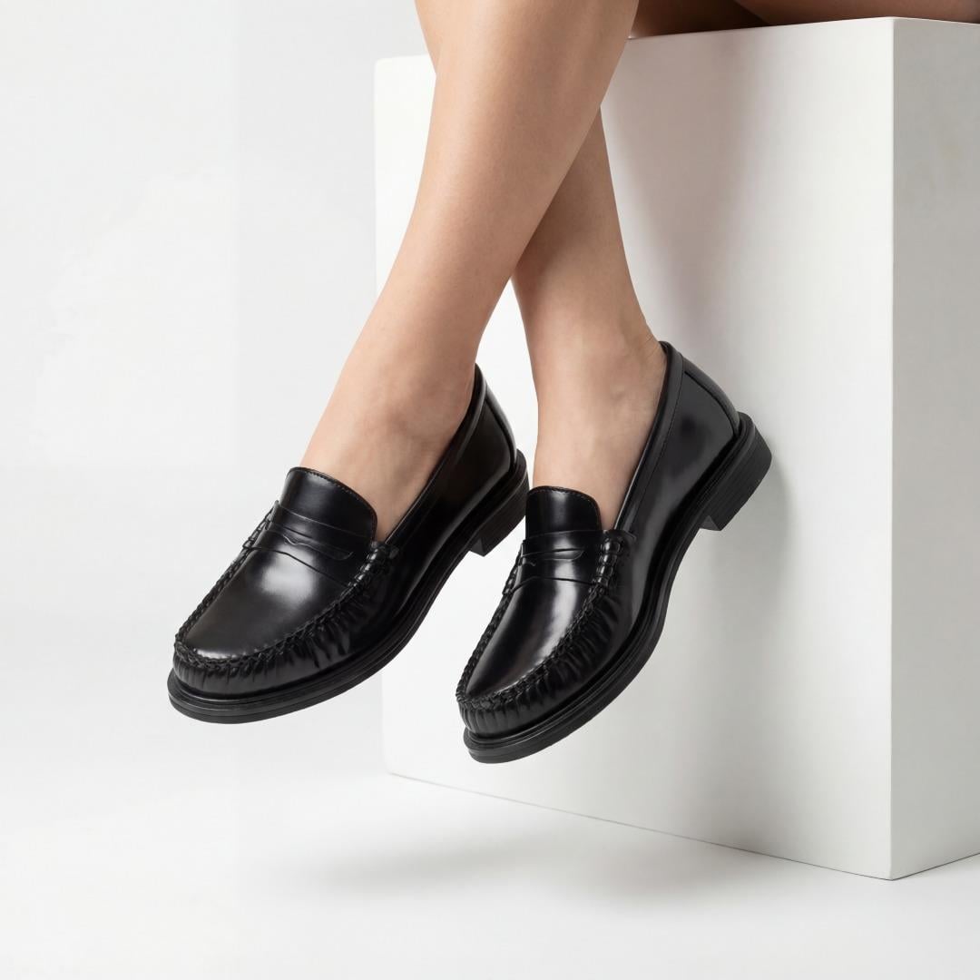 Rosaline Hakiki Deri Kadın Loafer Siyah