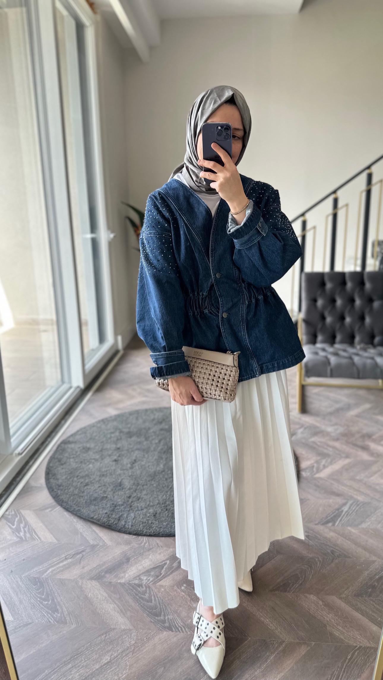 Soliva Taşlı Denim Ceket