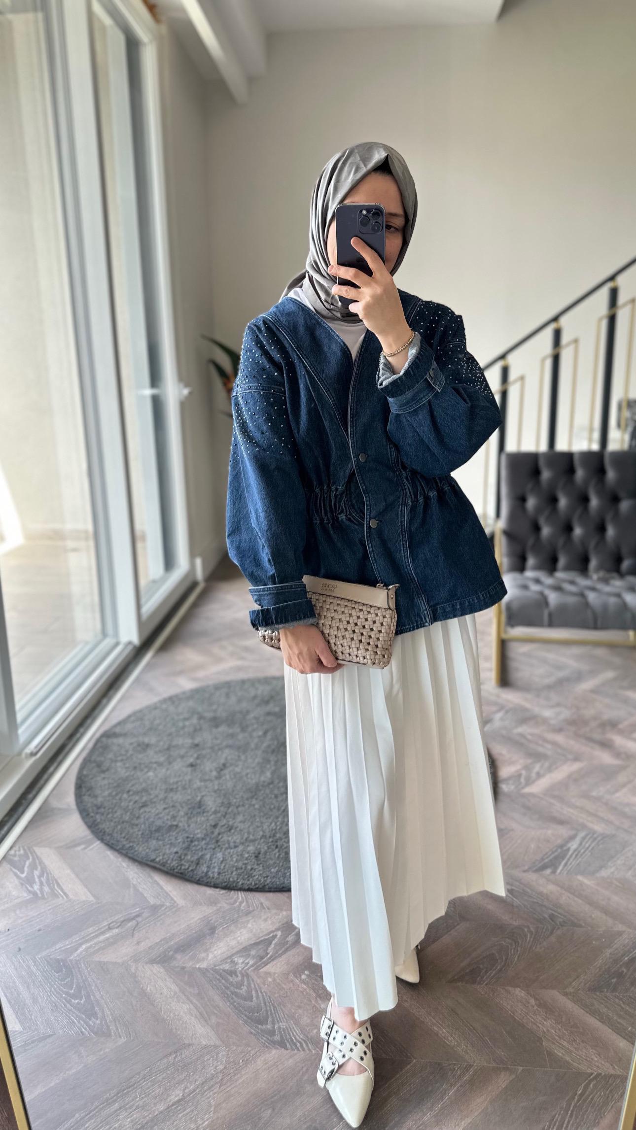 Soliva Taşlı Denim Ceket