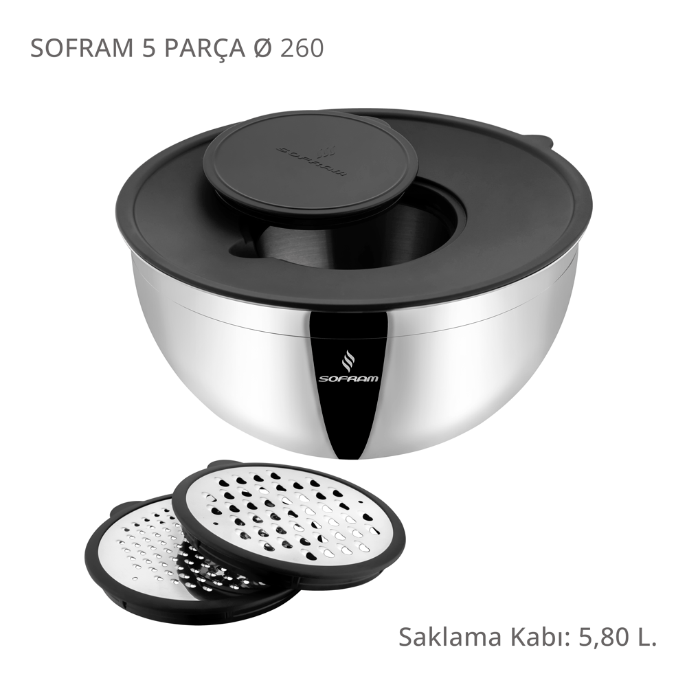 Sofram 5 Parça 26 cm Karıştırma ve Saklama Kabı