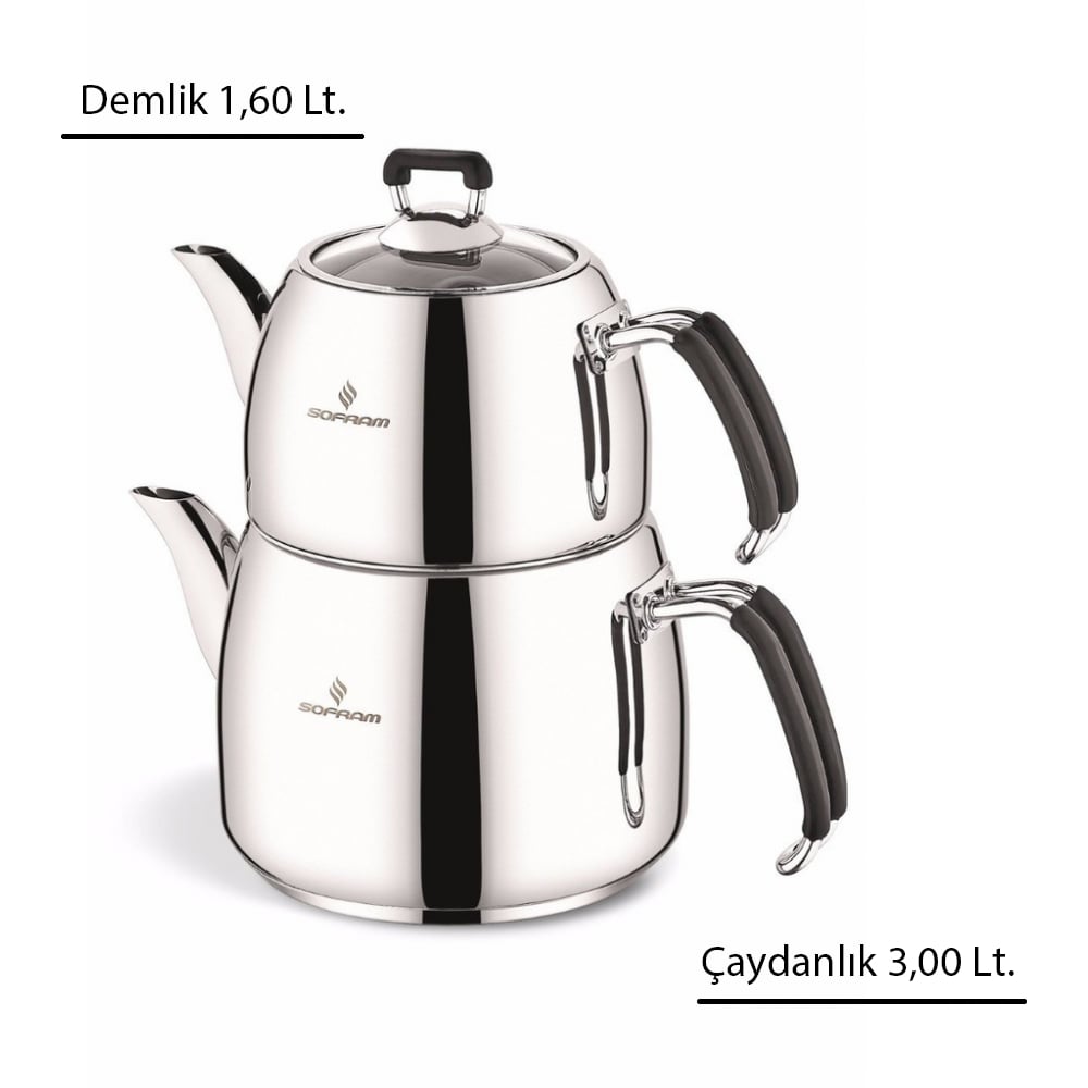 Sofram Mars 18 cm Aile Boy Çaydanlık Takımı - Siyah
