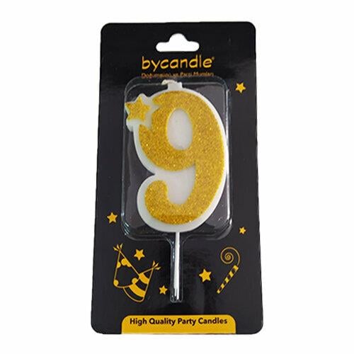 9 RAKAMI SİMLİ GOLD MUM