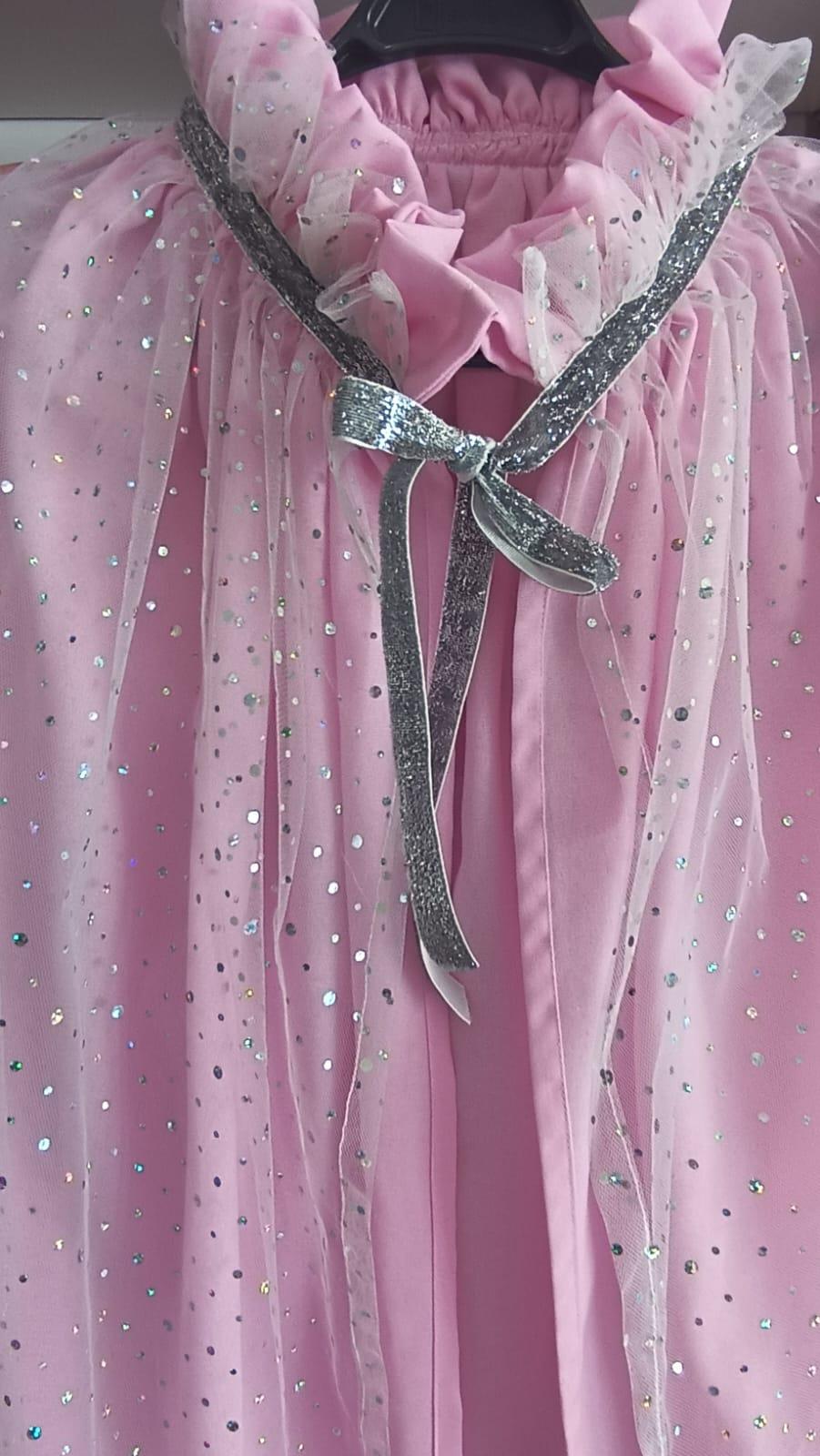 PEMBE PELERİN ÇİFT KATLI PULLU SİMLİ