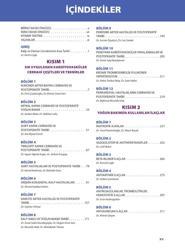 Erişkin Kalp ve Damar Cerrahisinde Yoğun Bakım