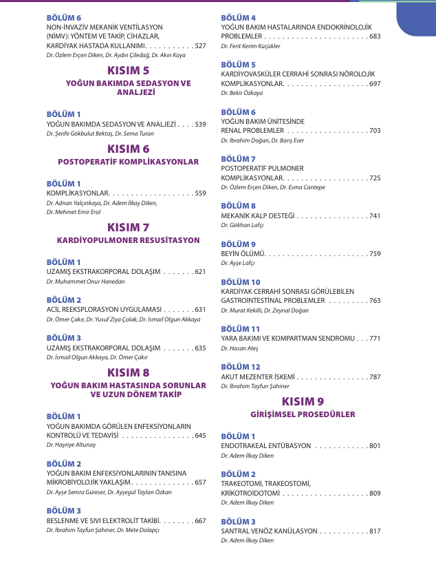 Erişkin Kalp ve Damar Cerrahisinde Yoğun Bakım