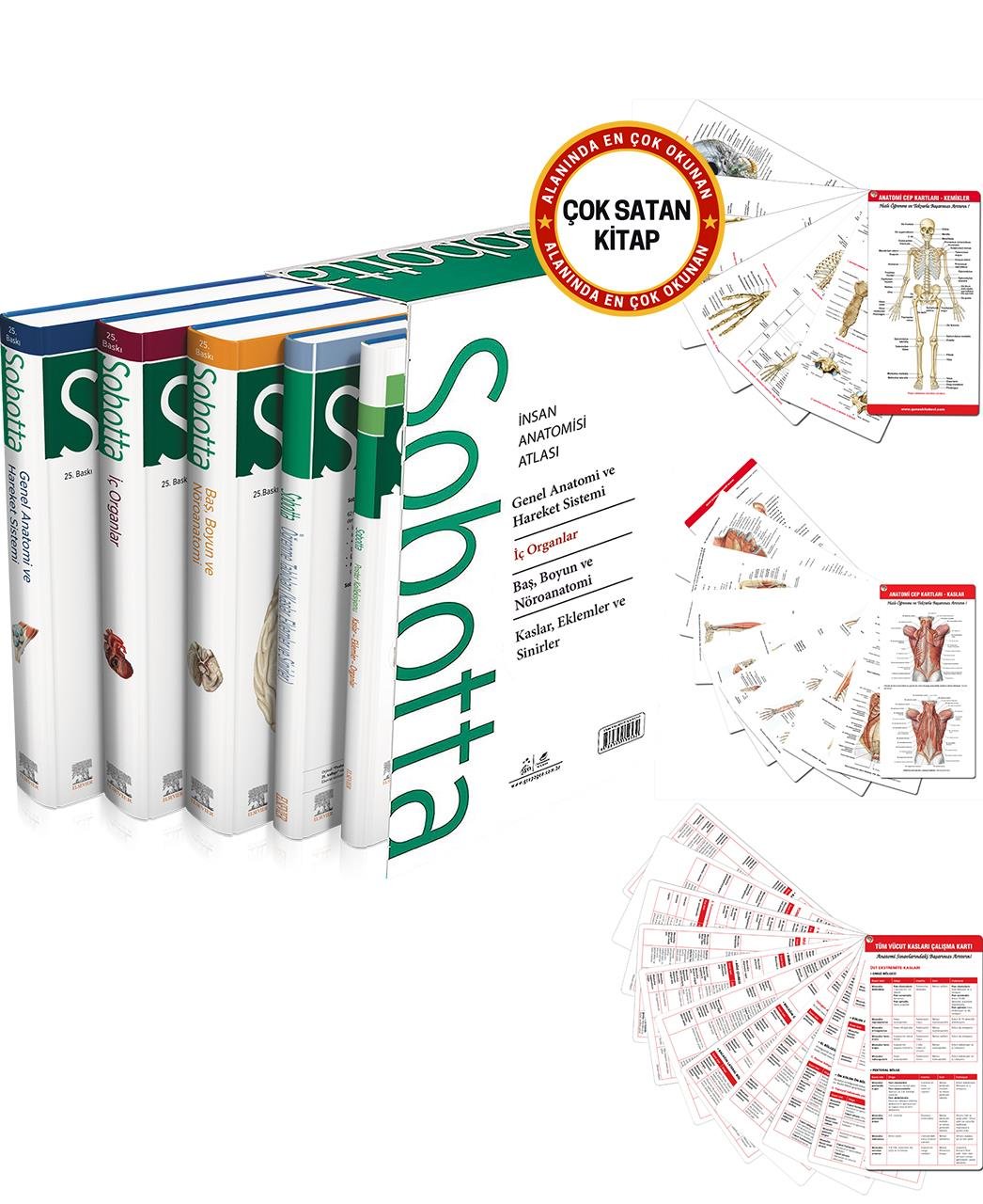 Sobotta İnsan Anatomisi Atlası Seti 4 Cilt + Anatomi Cep Kartları Seti