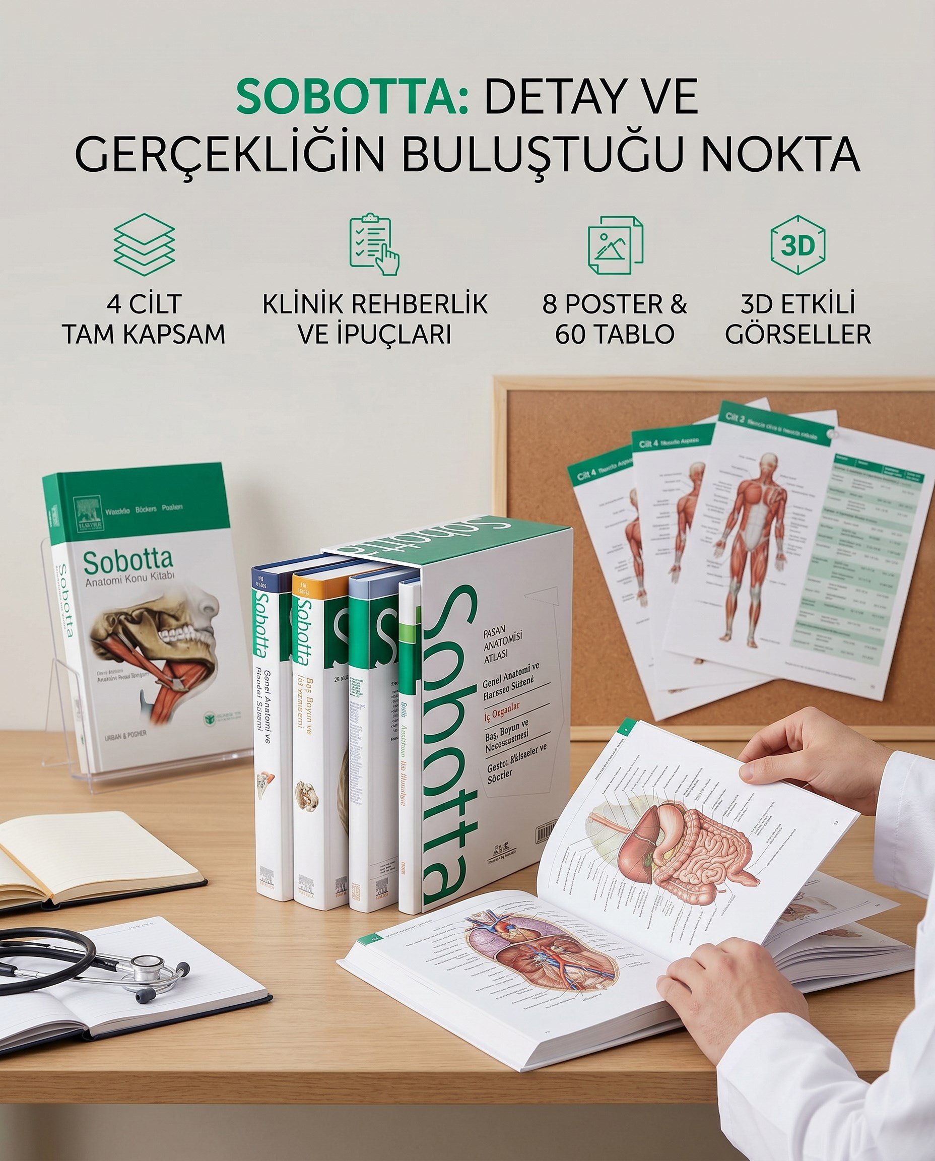 Sobotta İnsan Anatomisi Atlası Seti 4 Cilt ( 25. En Son Baskı - Türkçe 13. En Son Baskı)
