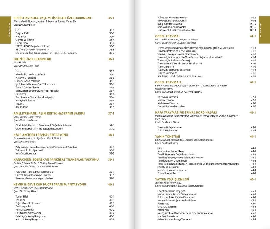 Yoğun Bakım Özet Bilgiler ve Güncel Notlar