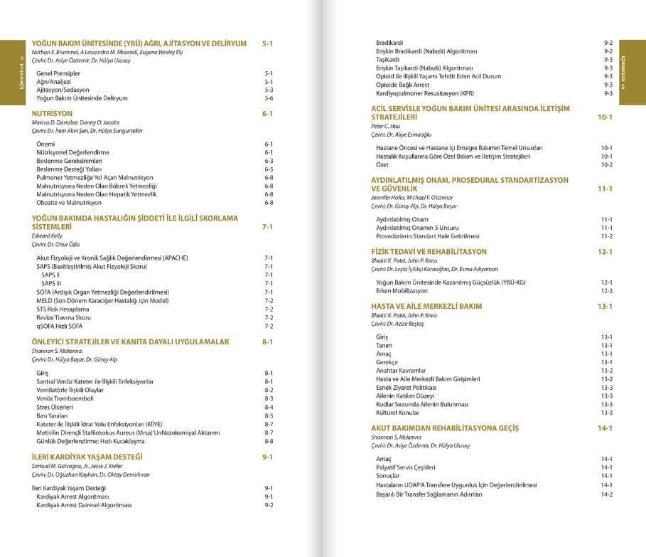 Yoğun Bakım Özet Bilgiler ve Güncel Notlar