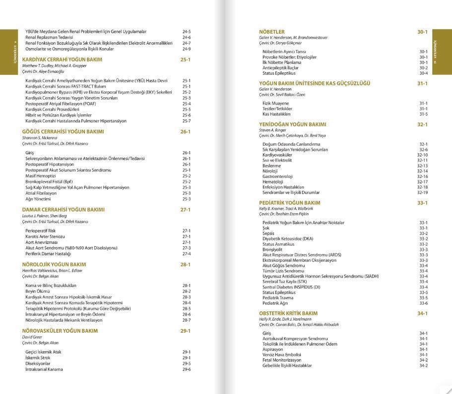 Yoğun Bakım Özet Bilgiler ve Güncel Notlar