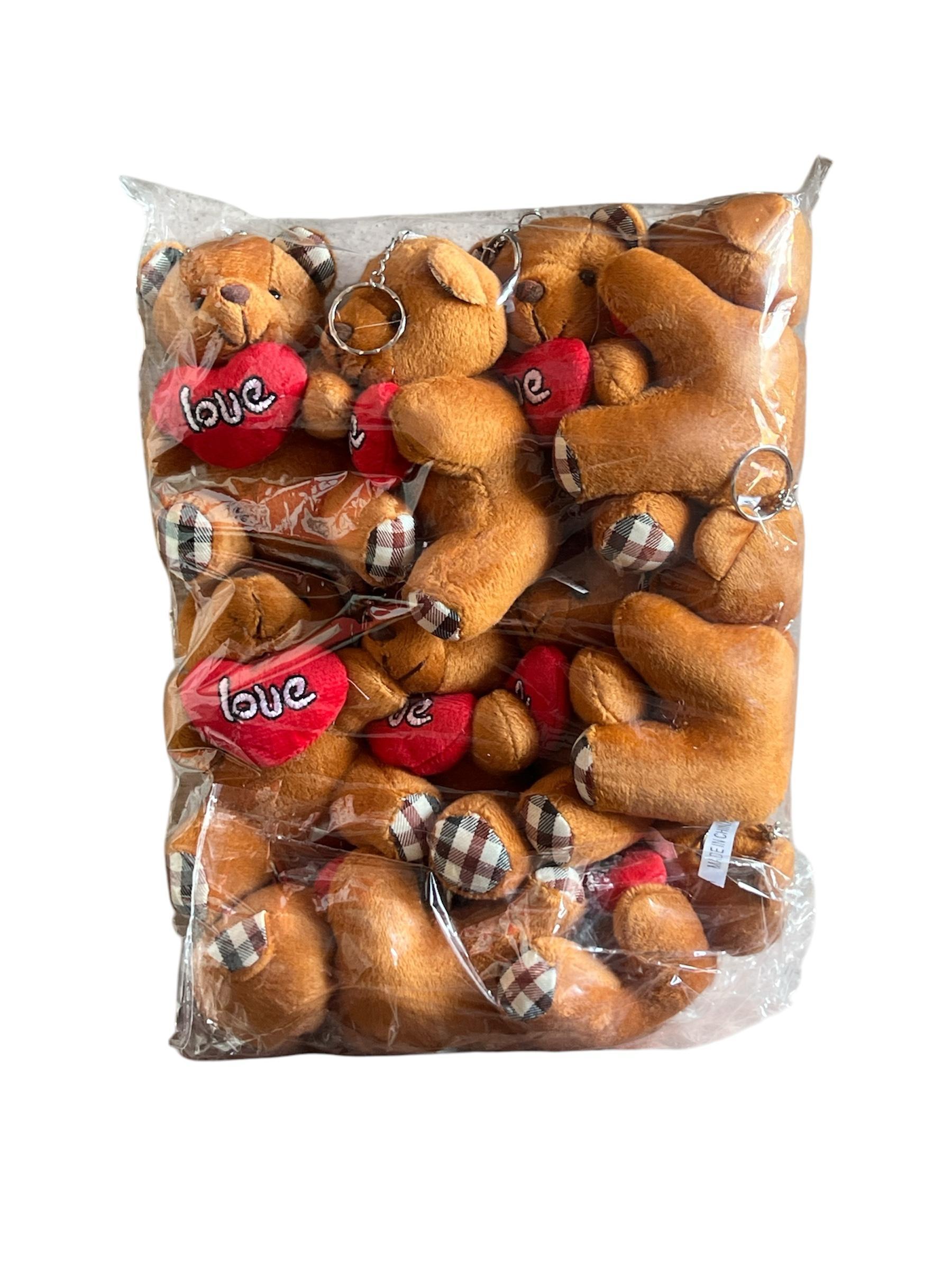 Renkli Mini Peluş Ayıcık Anahtarlık 12'li Paket