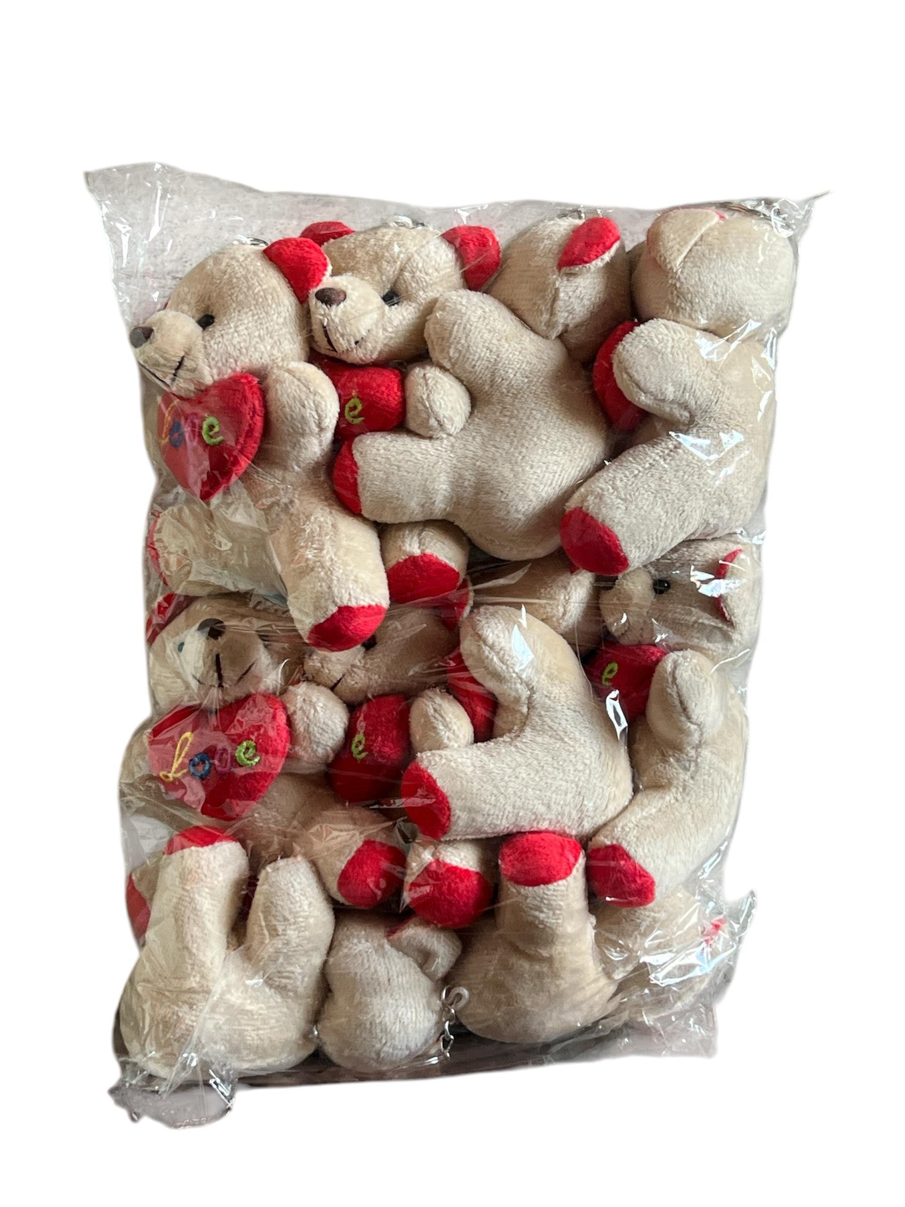 Renkli Mini Peluş Ayıcık Anahtarlık 12'li Paket