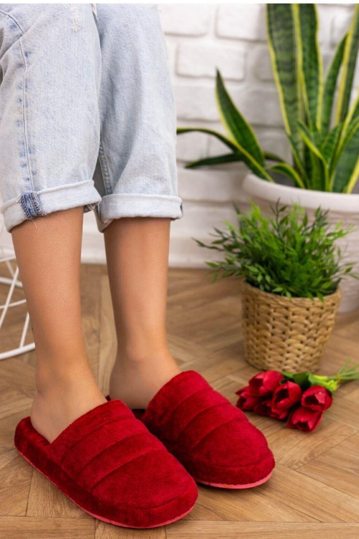 Unisex Önü Kapalı Peluş Bohça Damat Gelin Çeyiz Terlik Sessiz Eva Taban Misafir Ev Terliği