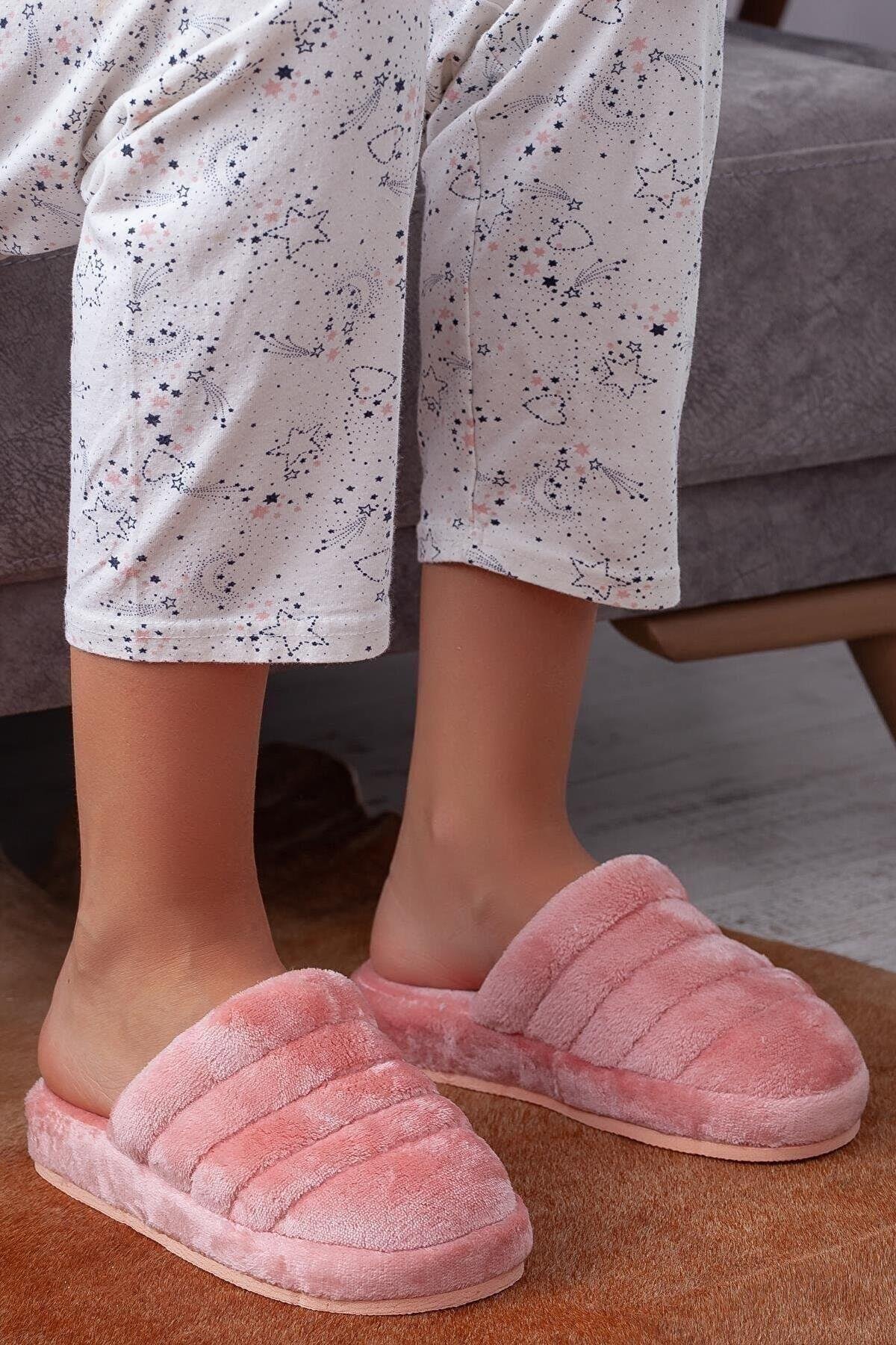 Unisex Önü Kapalı Peluş Bohça Damat Gelin Çeyiz Terlik Sessiz Eva Taban Misafir Ev Terliği