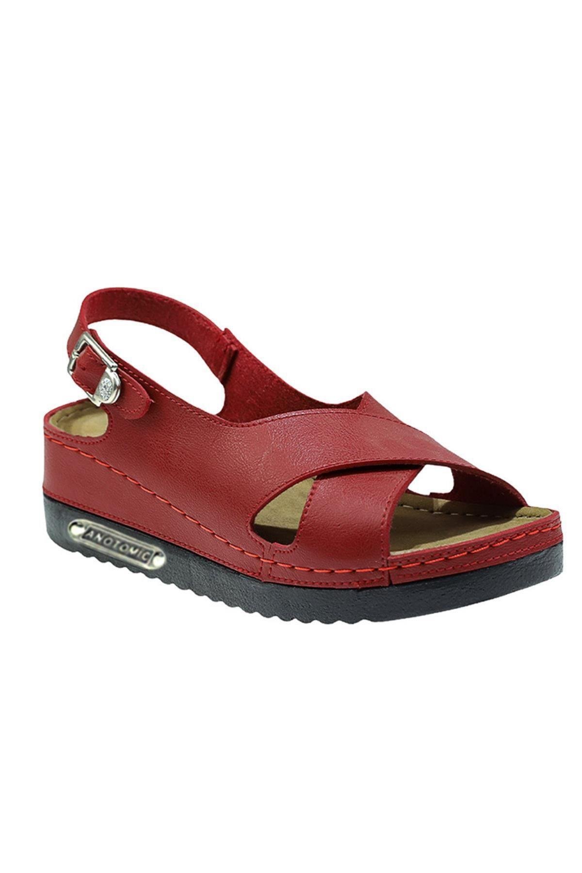 Utari Kadın Ortopedik Şık Konfor Modeli Anatomik Taban Topuklu Günlük Outdoor Sandalet