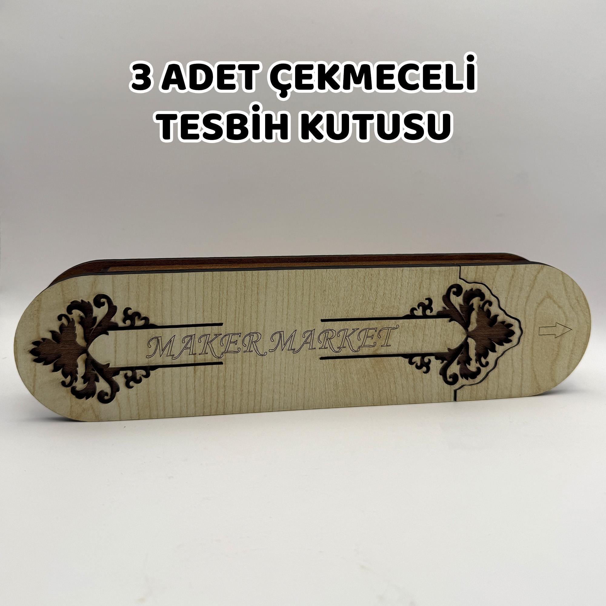 3 Adet Çekmeceli Tesbih Kutusu - Akasya Model