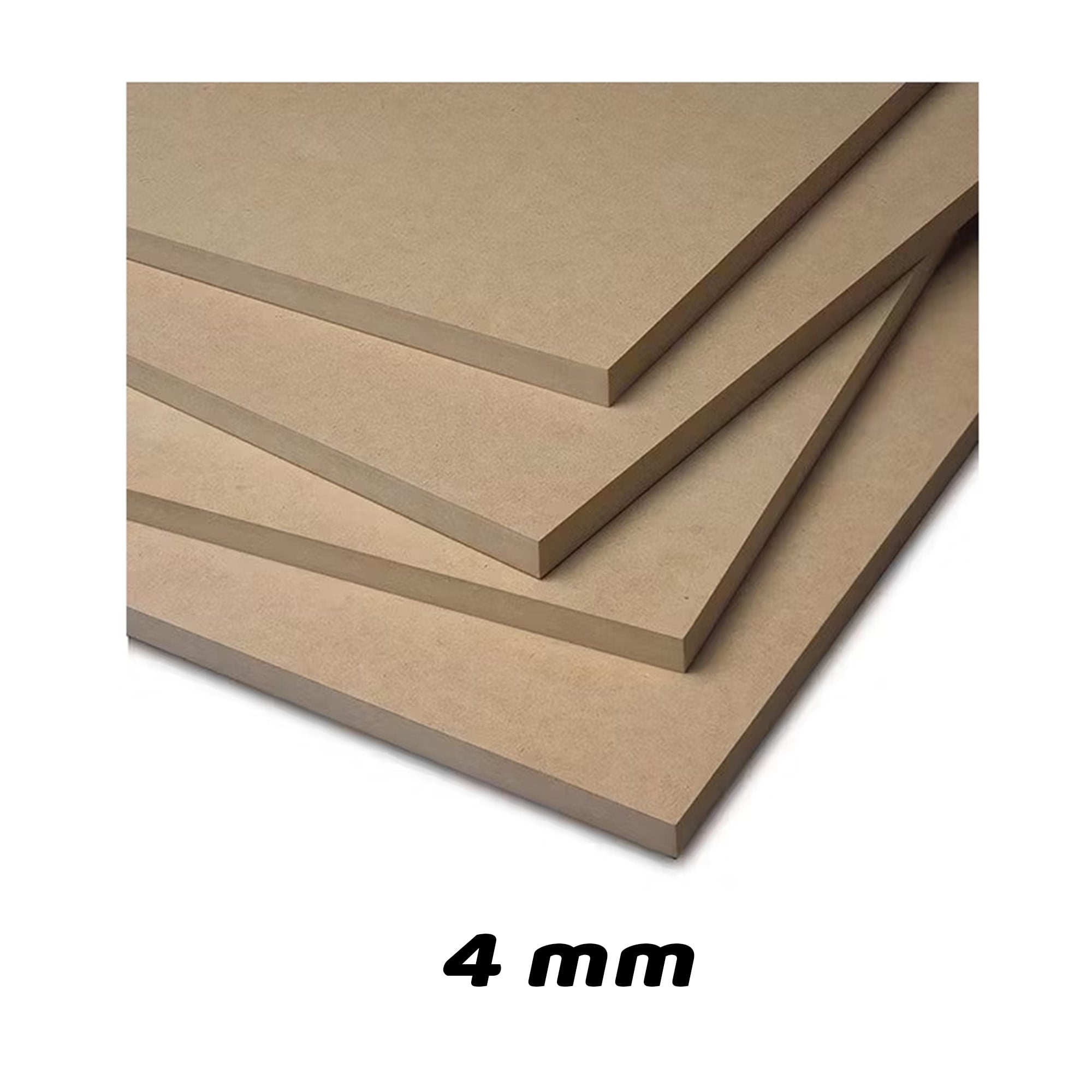 4 mm MDF Levha 39.5x42 cm – Lazer Kesim ve Hobi Projeleri İçin Ham MDF Plaka (5 Adet)