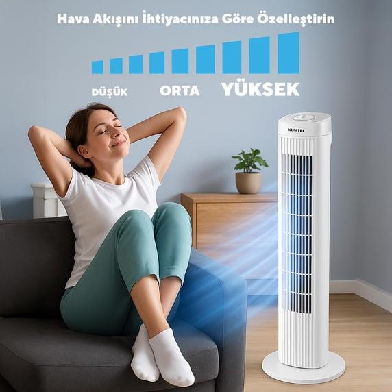 Kumtel KTF-258W Kule Vantilatör Beyaz