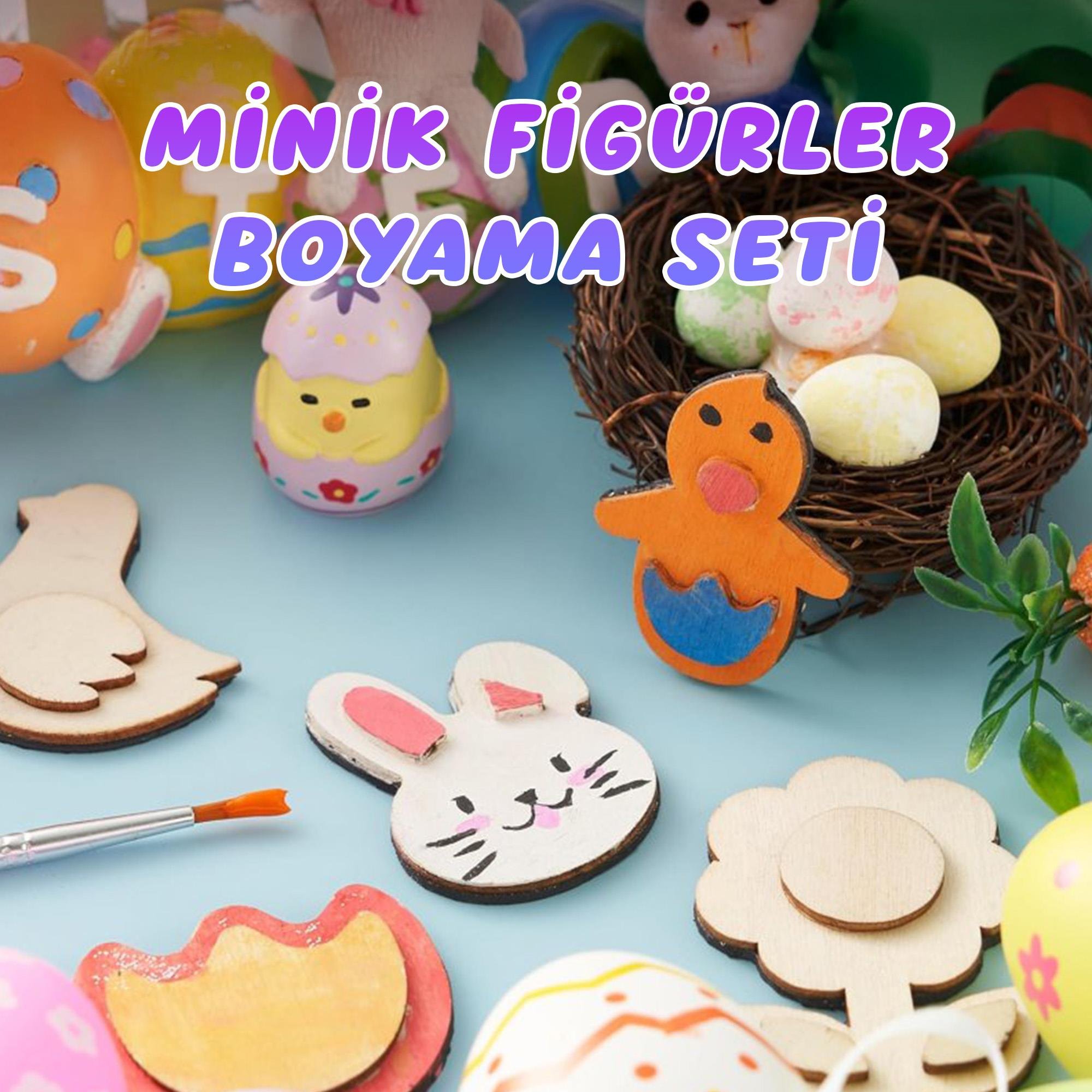 Minik Figürler Boyama Seti – Ahşap Eğitici Oyuncak ve Yaratıcı Aktivite Kiti