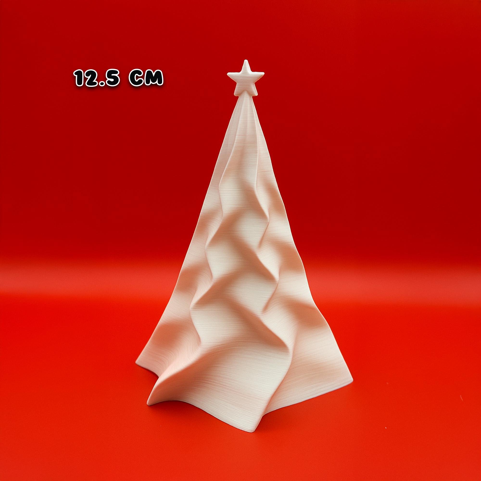 Yıldızlı Dalgalı Yılbaşı Ağacı | 3D Baskı Modern Noel Dekoru Masa Süsü