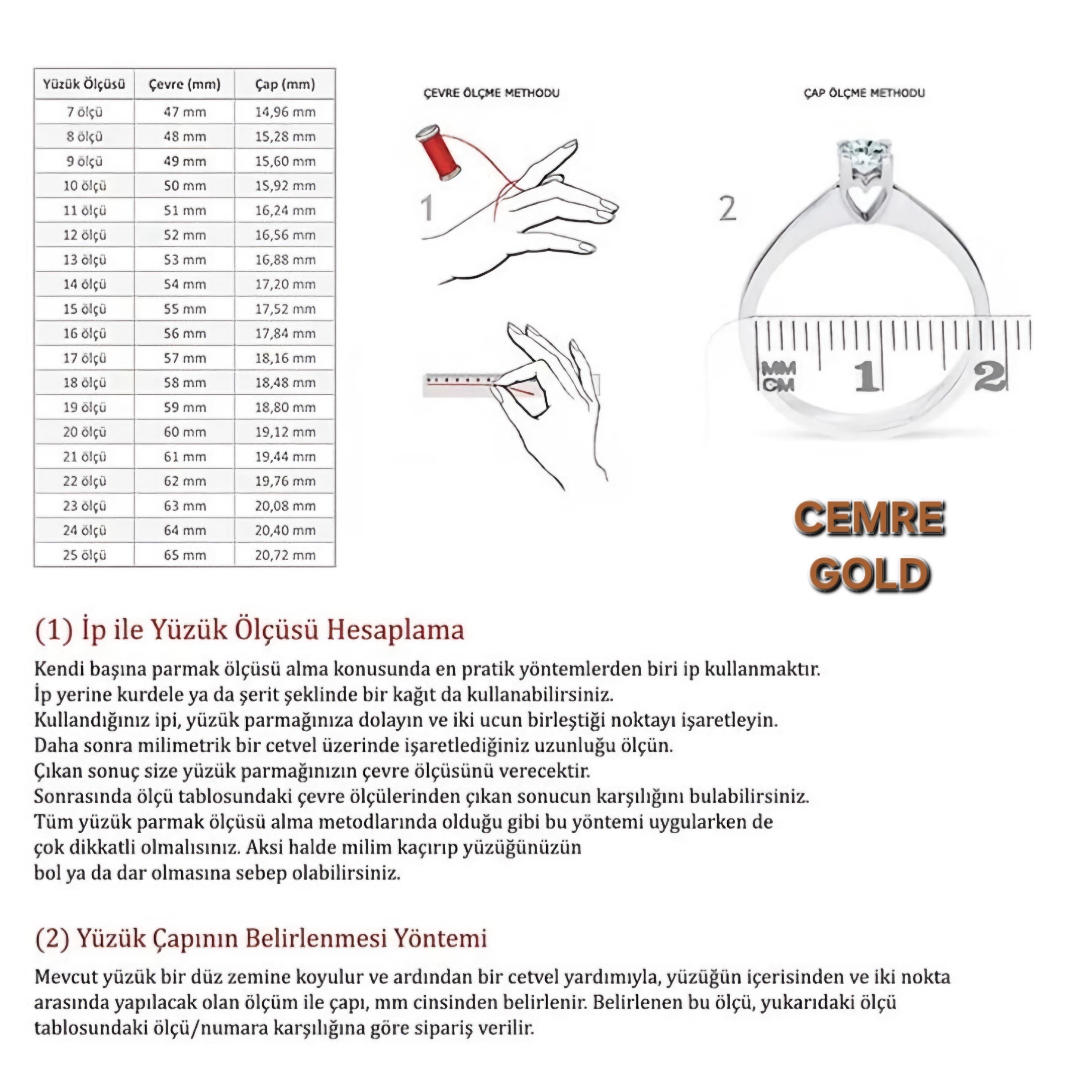 14 Ayar Altın Beyaz Baget Taşlı Yüzük 