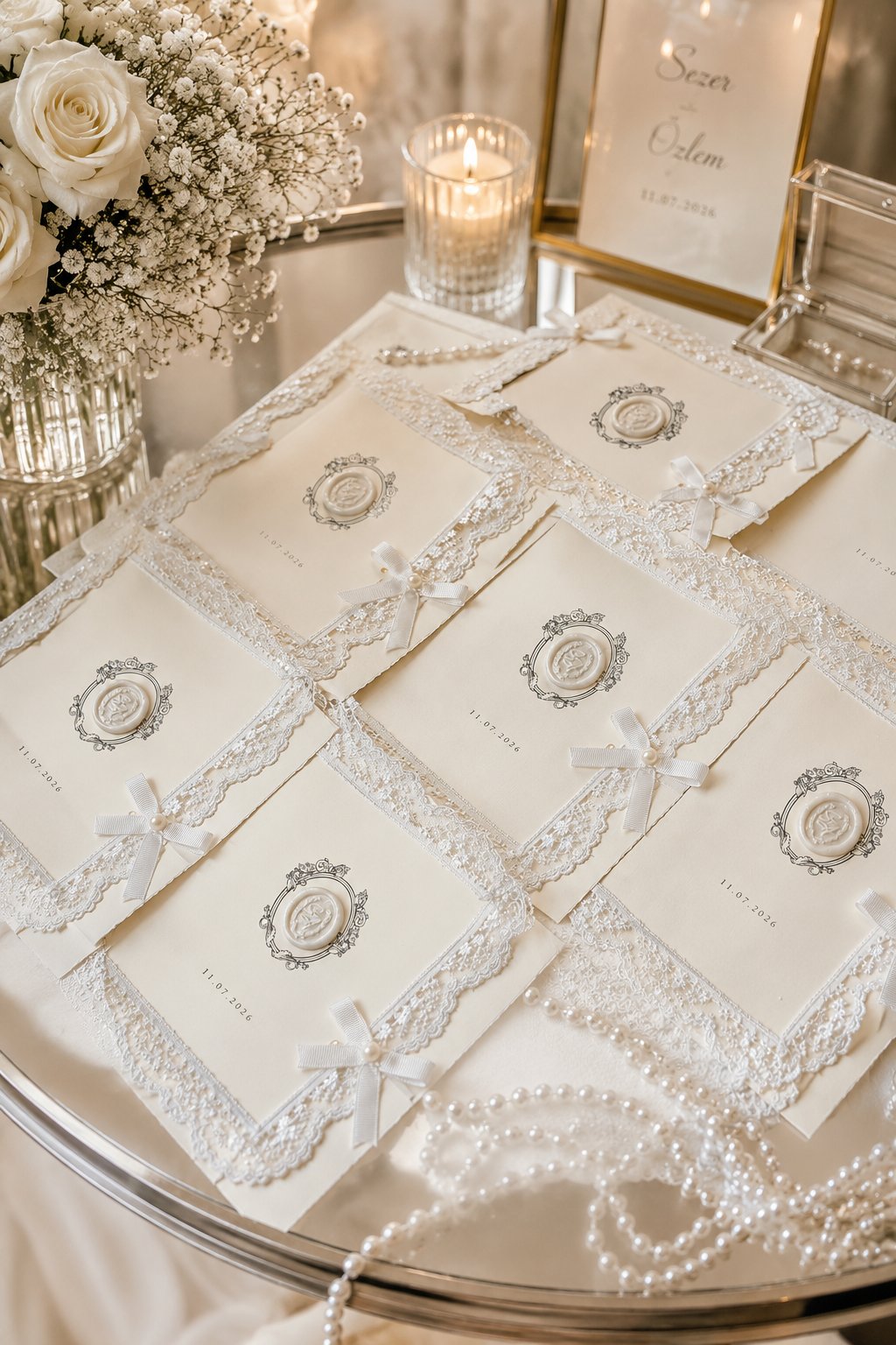Elegance Dantel Detaylı Davetiye