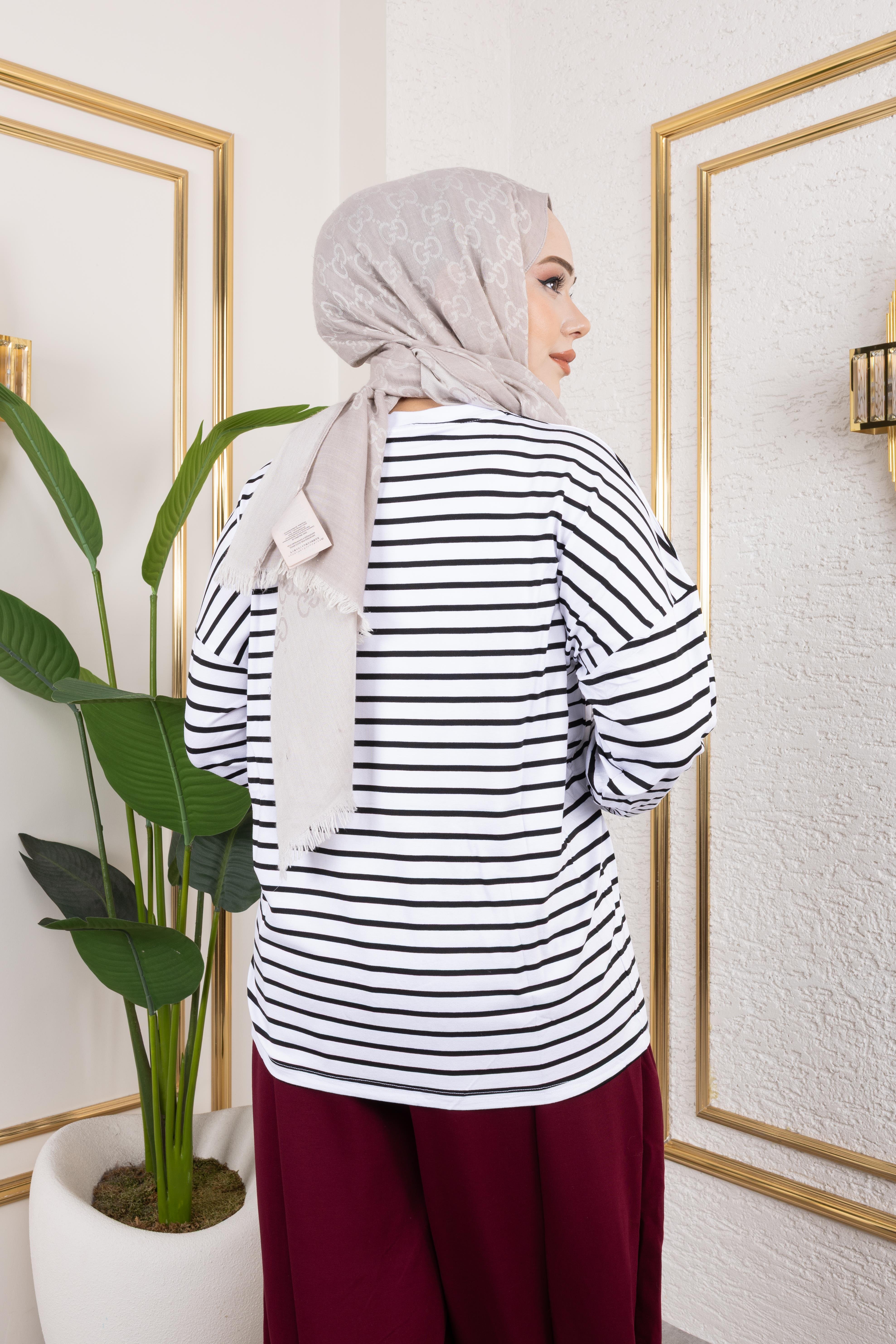 Basic Çizgili Sweat