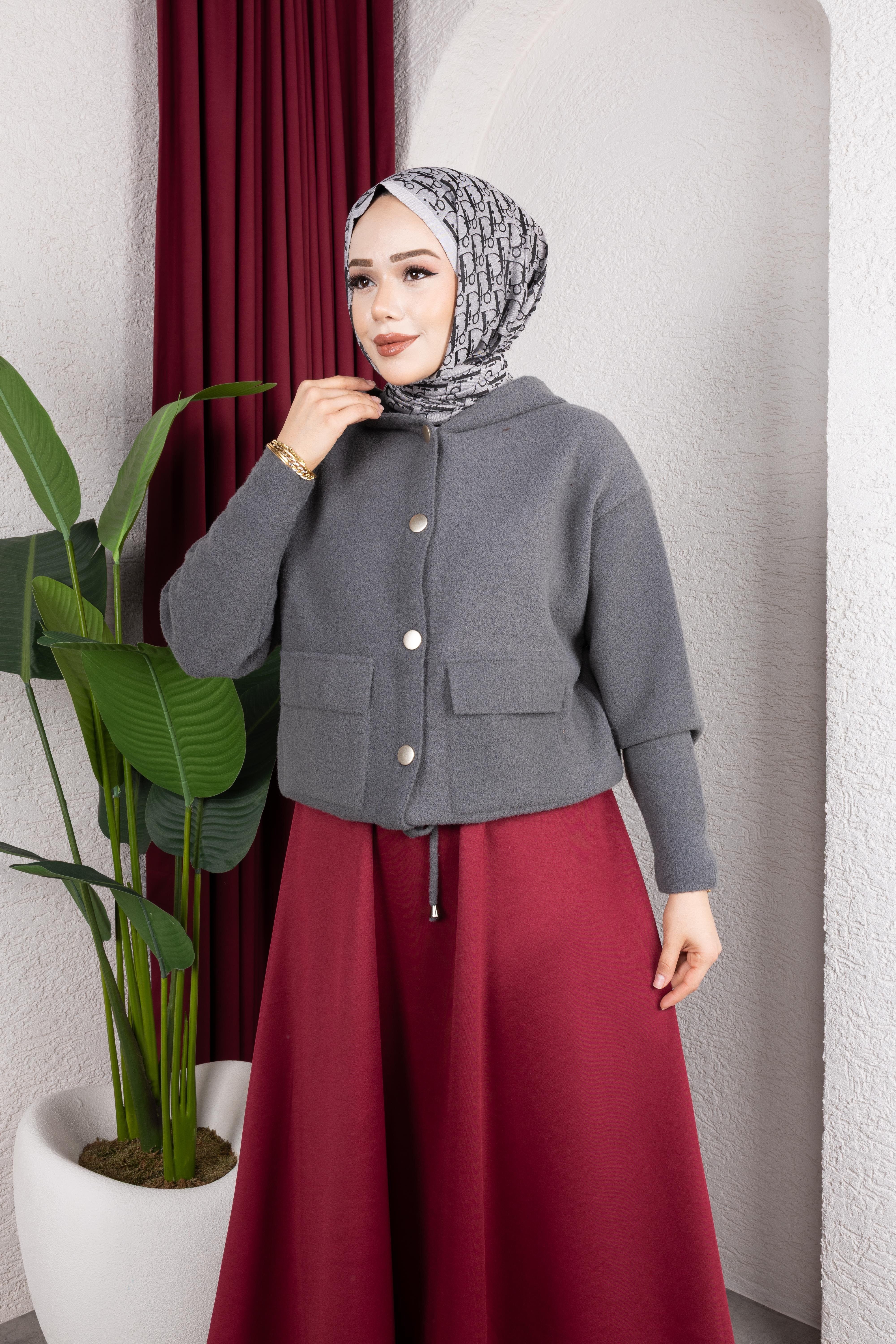 Düğmeli Hırka | Gri