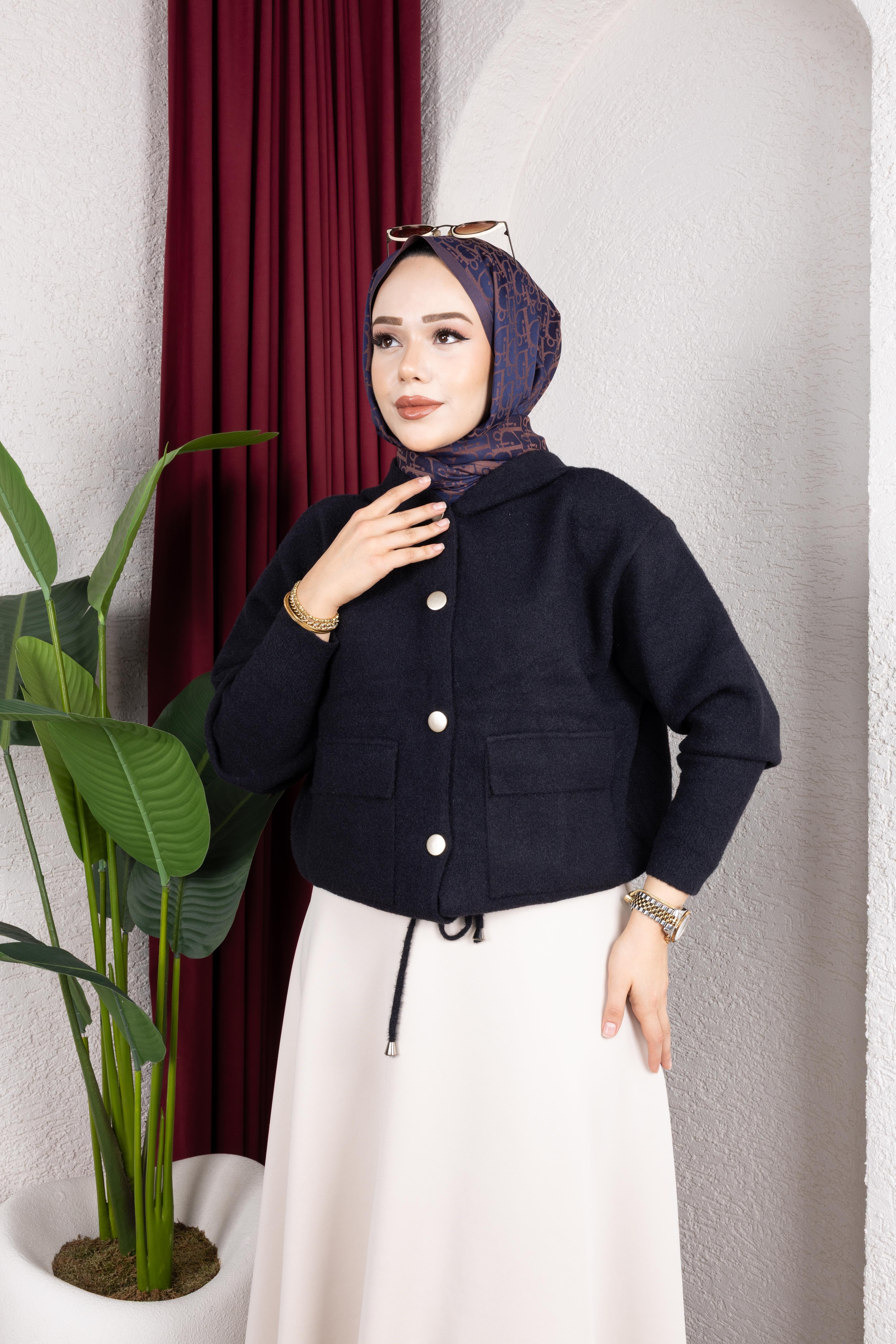 Düğmeli Hırka | Siyah